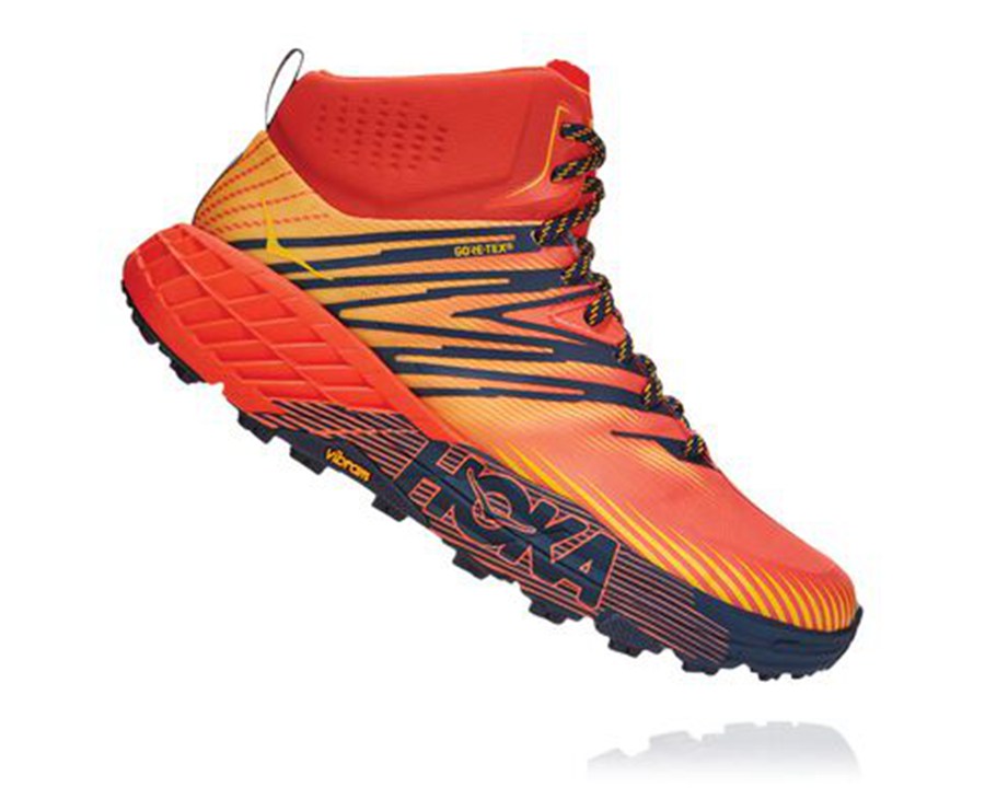 Hoka One One Trailsko Herre - Speedgoat Mid Gore-Tex 2 - Rød - 794381QCL